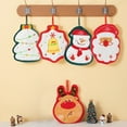 thumbnail image 1 of Toallas de mano de dibujos animados navideños - Toallas de cocina festivas con diseños de Papá Noel y renos, poliéster suave absorbente, 9x7 pulgadas, 1 of 6
