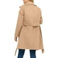 thumbnail image 4 of Women's Casual and Stylish Solid Color Loose Double-Breasted Long Trench Coat, Lapel Collar with Lining for Elegant Fall and Winter Outerwear,Khaki,L, 4 of 5