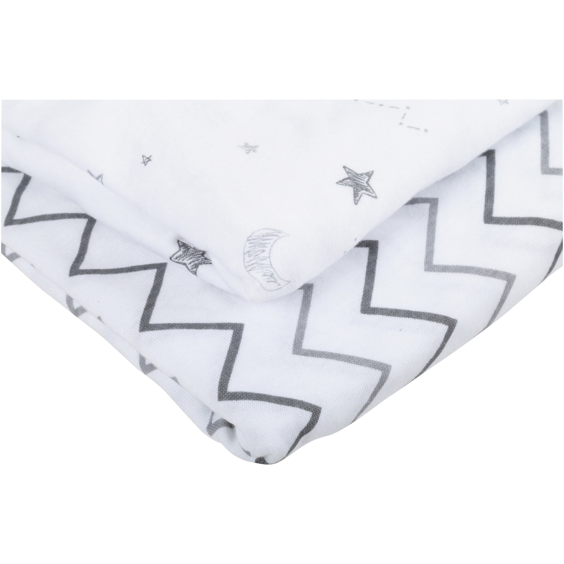 American Baby Company 2 Pack Printed 100% Cotton Knit Fitted Contoured Changing Table Pad Cover - Compatible with Mika Micky Bassinet, Gray Stars and Zigzag, for Boys and Girls