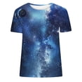 thumbnail image 5 of PVCS Womens Tops Women's Casual Round Neck Sky Printed Short Sleeved Top, 5 of 5