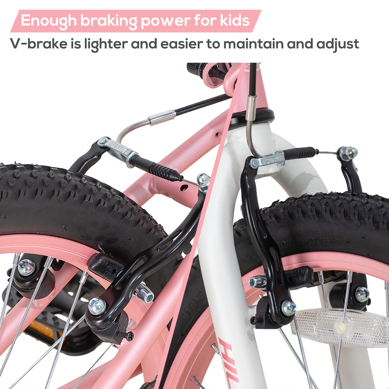 Hiland 20 inch Mountain Bike with Dual Handbrakes and Kickstand, Pink