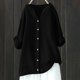 thumbnail image 2 of Blusa holgada con botones para mujer - Camisa informal de manga larga y color liso - Cuello en V, elegante, ideal para el trabajo diario y los viajes - Para todas las estaciones, tallas S-XXXXXL, 2 of 4