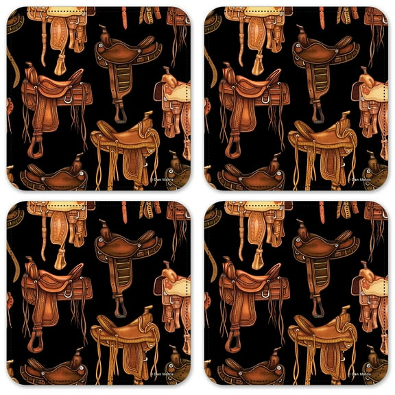 Vinyl Drink Coasters - Set of 4 - Saddles - Image by Dan Morris