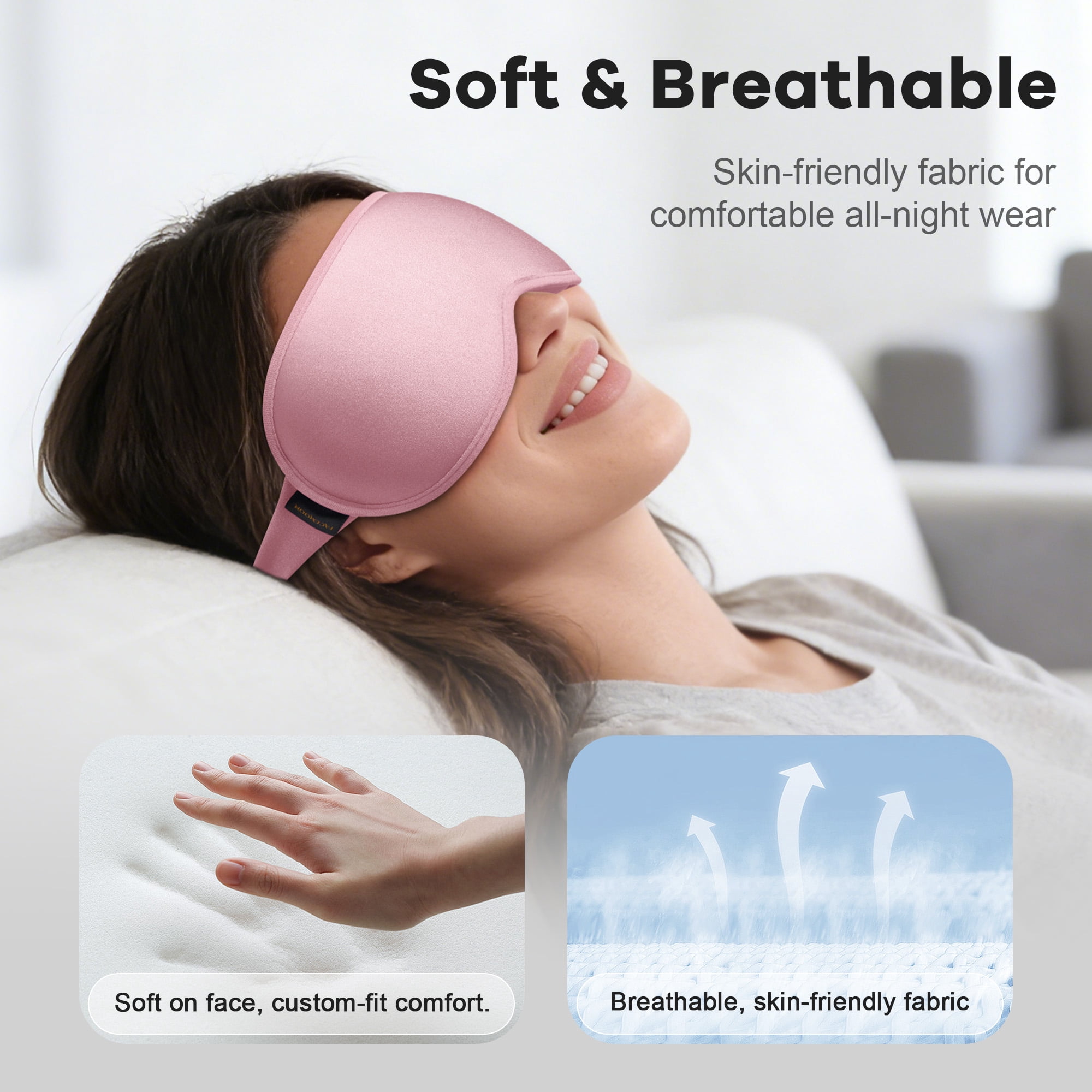 FACEMOON Memory Foam Weighted Soft Blackout Zero Pressure Sleep Eye Mask for Sleep Support with Storage Bag, 2 Pack