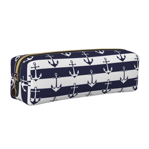 Easygdp Anchors para Estuche de Lápices de Cuero, Estuche de Papelería de Cuero, Estuche de Gran Capacidad con Cremallera