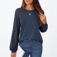 thumbnail image 3 of SUNBS Women Blouses Hollow-Out Lace Tops Crew Neck Long Sleeve Shirts for Women Trendy Clothes, 3 of 8