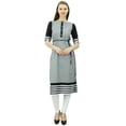 thumbnail image 2 of Bimba 3/4 Sleeve Designer Tunic Double Layer Chic Kurta Kurti With Side Buttons, 2 of 5
