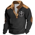 thumbnail image 1 of Blusas y camisas de manga larga con cuello redondo para hombre, sudadera informal con capucha, estampado étnico retro, cuello alto, cremallera, manga larga, holgada, con bolsillos, blusa para hombre, 1 of 2