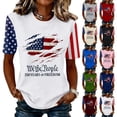 thumbnail image 6 of Women's 250th Anniversary USA Shirt Independence Day Top 4th of July Shirts America 250 Merchandise Crew Neck Flag Graphic Tee, 6 of 6