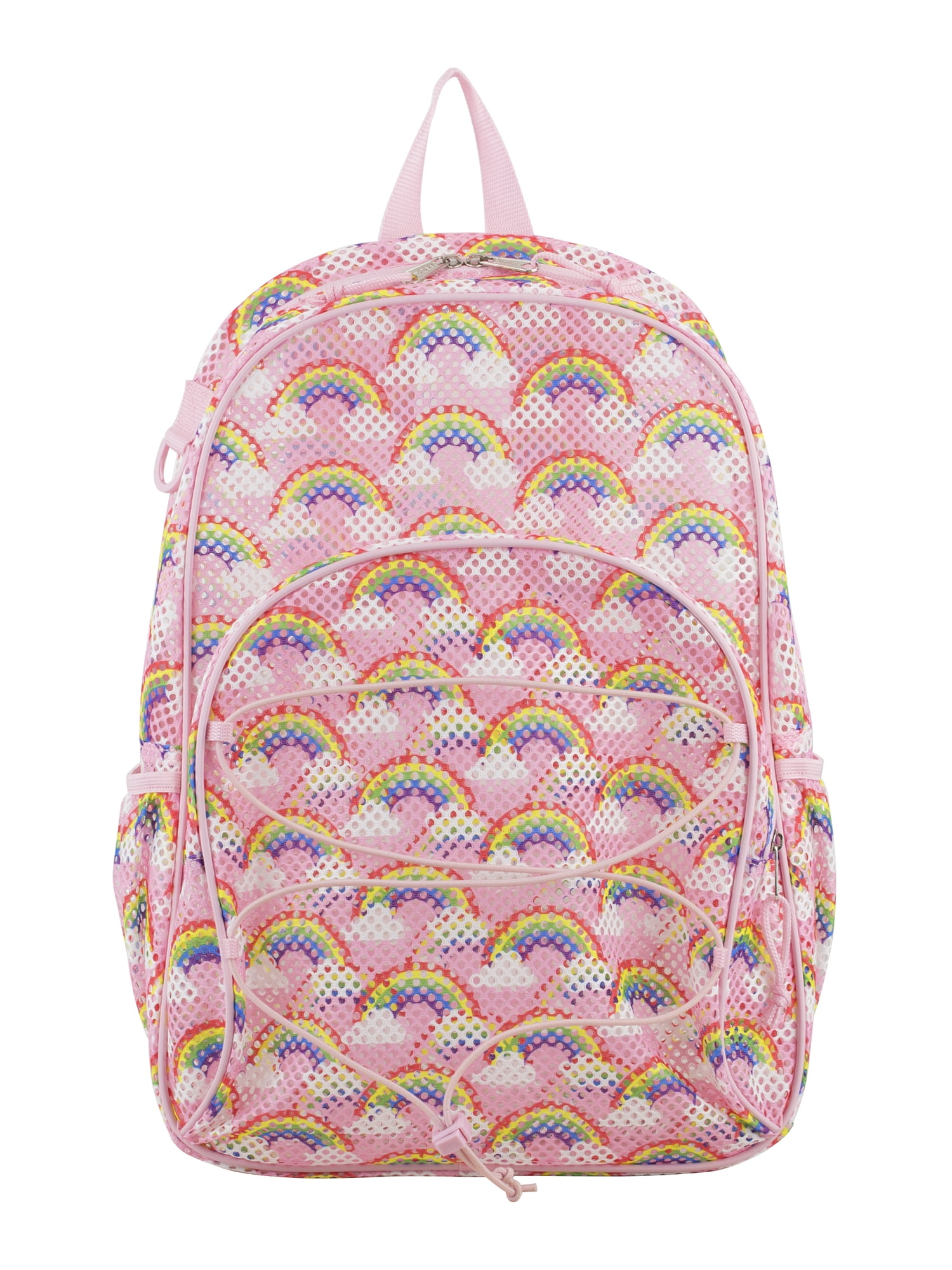 Eastsport Unisex Mesh Bungee Backpack with Padded Shoulder Straps, Rainbow Print