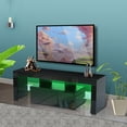 thumbnail image 3 of Black TV Stand for 55 Inch TV, TV Console Table with Drawers, Media Console for TV, Home Furniture High Glossy TV Cabinet W/ 16 LED Light, Entertainment Center for Living Room, 51"×14"×18", Z1149, 3 of 13
