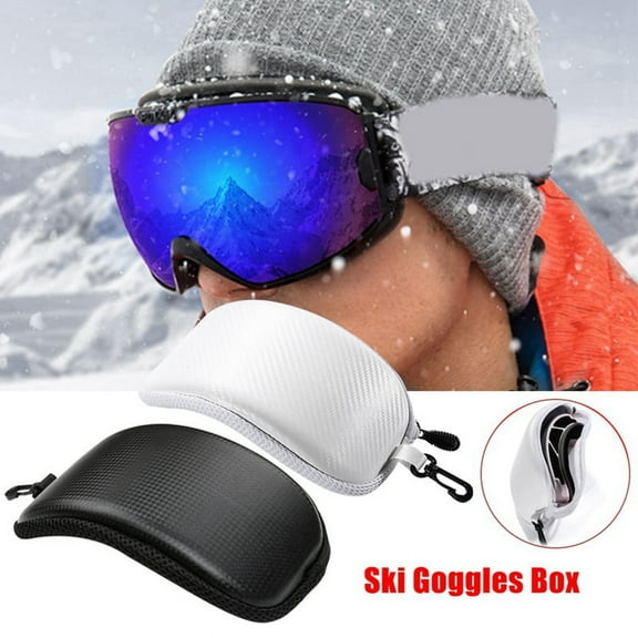 Ski Snow Goggle Protector Case Anti-Shock Waterproof Eyewear Box Storage Sunglasses Hard Shell Bag-Black