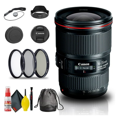 Canon EF 16-35mm F/4L IS USM Lens (9518B002) + Filter Kit + Cap Keeper + More (International Version)