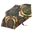 thumbnail image 2 of Retro Abstract Turtle Pattern All Weather Umbrella Triple Folding Parasol 6 Ribs UV Protection Portable, 2 of 8