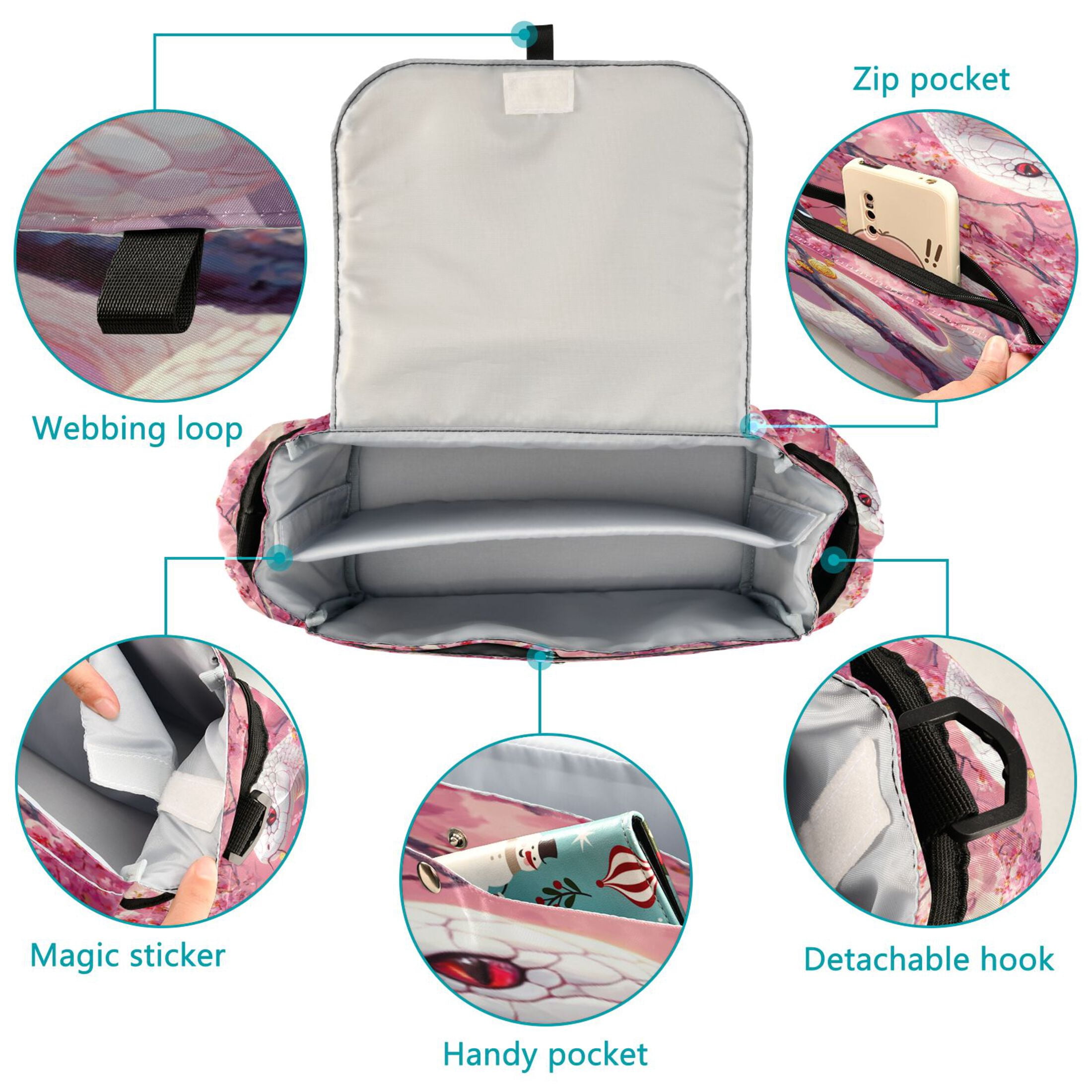 DIXRUYEE Stroller Organizer Serpent in Bloom Printed