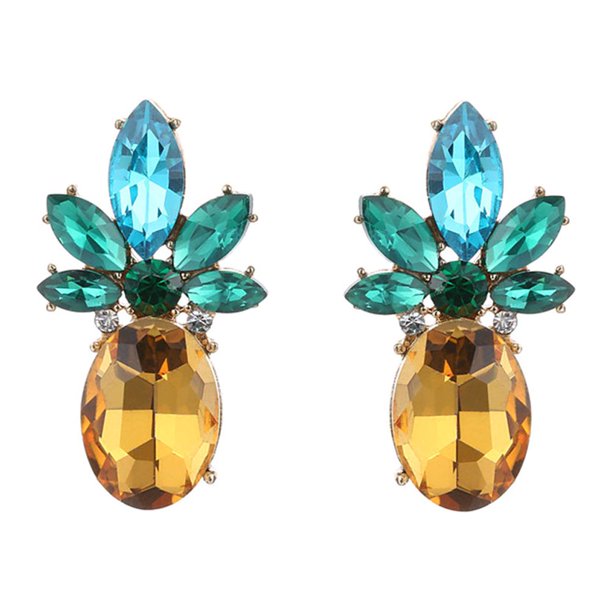 1 par de pendientes con forma de piña y cristales incrustados para mujer, con decoración de diamantes (como se muestra)