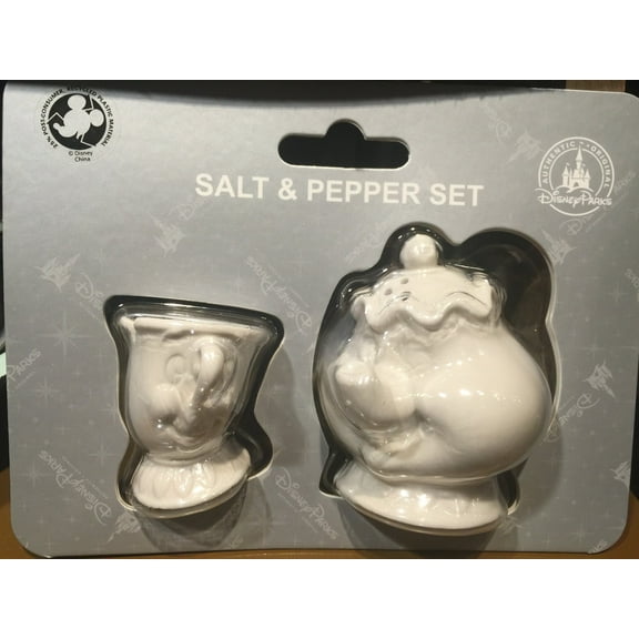 Disney Parks Beauty & The Beast Chip and Mrs. Potts Salt and Pepper Shaker Set, 2-Piece, New with Box