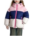 thumbnail image 2 of Xdegoge Quilted Jacket for Girls Boys Unisex Padded Down Coat Full Zip Stand Collar Drawstring Hooded Coats Fashion Warm Color Block Outerwear with Pockets Size 1-12, 2 of 7
