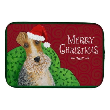 Wire Fox Terrier Christmas Dish Drying Mat