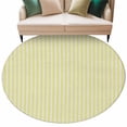 thumbnail image 2 of Simple White Striped Round Living Room Rugs 6 ft, Yellow Stripe Vintage Linen Washable Area Rug with Non-Slip Sturdy Edge Binding Round Carpet for Kitchen Office Bedroom, 2 of 9