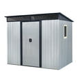 thumbnail image 3 of 8x6 ft Metal Storage Shed - Weatherproof Garden Tool Shed with Window - White & Black - Durable Backyard & Patio Outdoor Storage Solution, 3 of 8