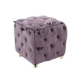 thumbnail image 2 of GZXS Modern Velvet Square Ottoman in Purple, Cube Foot Rest Stool with Wooden Frame & Foam Cushion, Makeup Vanity Seat or Side Table for Bedroom, Living Room, 2 of 7