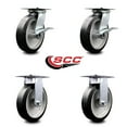 thumbnail image 2 of 8 Inch Rubber on Aluminum Caster Set with Ball Bearing 2 Brakes and 2 Rigid SCC, 2 of 2