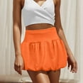 thumbnail image 2 of WTOBBY Women's Fashion Solid Color High Waist Bubble Skirt, Double Layer Design with Light Stretch, Casual Half Skirt for Office and Party Wear, Elegant Tiered Style,Orange M, 2 of 5