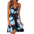 thumbnail image 1 of Leutsin Robe Maxi pour Femmes d'Été à Col en V, Mini, à Imprimé Floral, Sans Manches, à Bretelles, Queue de Poisson, Grande Taille, Robes Maxi Grande Taille, 1 of 5