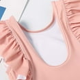 thumbnail image 4 of WUXIAN Children Baby Girls 1pc Beach Swimsuit With Ruffled Trim Solid Color Swimsuit Lovely Baby Beachwear, 4 of 5