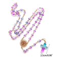thumbnail image 2 of Round Colorful Glass Beads Rosary Necklace Cross Pendant Religious Necklaces for Girl Women Jewelry Charm Handmade, 2 of 4