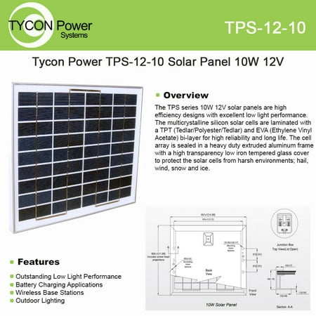 Tycon Power TPS-12-10 10W 12V Solar Panel