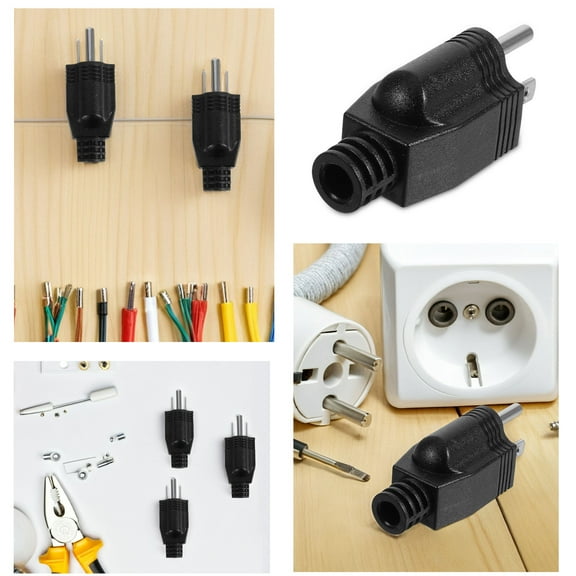 HEMOTON 3PCS Detachable Plug Three Prong for Extension Cord Replacement Safe Electrical Plugs Small Appliance Plug Adapter for Electrical Devices