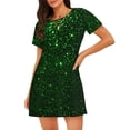thumbnail image 1 of Disketp Green Sparkling para Camisón Corto de Manga Corta para Mujeres, Camisón Cómodo con Escote Redondo, Bonito y Confortable, 1 of 6