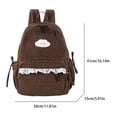 thumbnail image 2 of Corduroy Backpack, Polka Dot School Backpack with Bowknot, Lace Trim Schoolbag for Travel Shopping Outdoor, Brown, 2 of 6