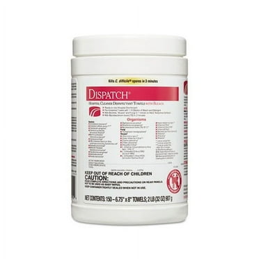 Dispatch Cleaner Disinfectant Towels 6 3/4 x 8, 150/Can