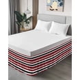 thumbnail image 4 of Red Black Bed Skirt White Stripe Bed Skirts King Size 16 Inch Drop, Wrap Around Dust Ruffle&nbsp;Bedskirt with Adjustable Elastic Belt for Queen Size Beds, 4 of 7