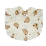 Korean Style Baby Feeding Drool Bib Ruffle Floral Infants Saliva Towel Soft Cotton Burp Cloth For Newborn Toddler Kids Bibs New Little bear