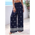 thumbnail image 6 of Women'S Wide Leg Palazzo Pants Boho Floral Trousers Flowy Beach Vacation Clothes Resort Wear Navy Blue XXL, 6 of 9