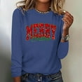 thumbnail image 2 of Christmas Sweatshirts for Women Plus Size Crew Neck Pullover Tops Casual Loose Cute Graphic Long Sleeve Shirt (Blue 2XL), 2 of 4