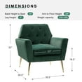 thumbnail image 7 of Upholstered Velvet Armchair Set of 2 Lounge Accent Chair Tufted Back Metal Legs Bedroom Green, 7 of 7
