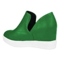 thumbnail image 3 of FSJ Women Casual Round Toe Hidden Wedge Heel Sneakers Side V Cut Design Shoes Size 6.5 Green, 3 of 5
