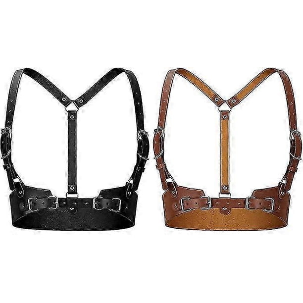 2 Pcs Women Leather Waist Belt For Women Vest Leather Belt Adjustable Body Waist Belt For Parties Dating Rave