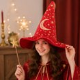 thumbnail image 2 of Witch Hat for Women, Halloween Costume Hat, Tall Pointed Wide Brim Quilted Cone, Perfect for Party Dress Up Cosplay and Seasonal Events Red, 2 of 2
