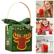 BinKFF Christmas Cookie Boxes with Window 3.3 x 3.9 x 3.3 inch Xmas Treat Boxes Candy Bakery Cupcakes Desert Container for Pastries Packaging Christmas Party Supplies Gift Giving