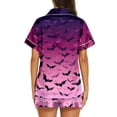 thumbnail image 4 of Womens Halloween Pajamas Set, Short Sleeve Button Down Shirt and Shorts Sleepwear, Spooky Halloween Printed Nightwear Lounge PJs for Women, 4 of 4