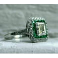 thumbnail image 2 of DazzlingdaimondsJewels 2.14 Ct Emerald Cut Sapphire & Diamond Wedding Engagement Halo Ring 14K White Gold Plated 925 Sterling Silver For Women's -10, 2 of 5