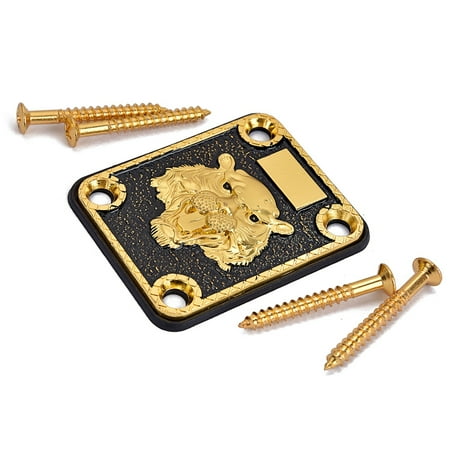 1PC Zinc Alloy Chrome Square Guitar Neck Reinforcing Plate Neck Base Plate with 4 Screws for Fender Strat Tele TL SQ Style Electric Guitar