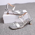 thumbnail image 6 of Gpaecead Women Slim Straps High Heel Sandals Square Toe Solid Color Anti Slip Spring Summer Height Elegant Shoes,A-Silver, 6 of 8
