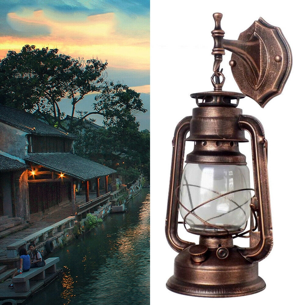 E27 Vintage Lantern Rustic Wall Light Retro Lamp Outdoor Porch Sconce Fixture Decor